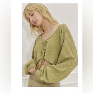 Urban outfitters Out From Under Raye Cozy Thermal Tie-Front Top